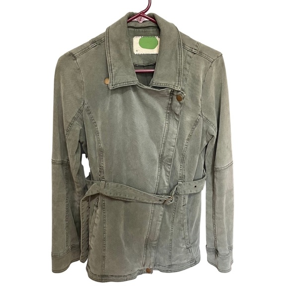 Anthropologie Green Everyday Belted Moto Utility Jacket - Picture 3 of 14